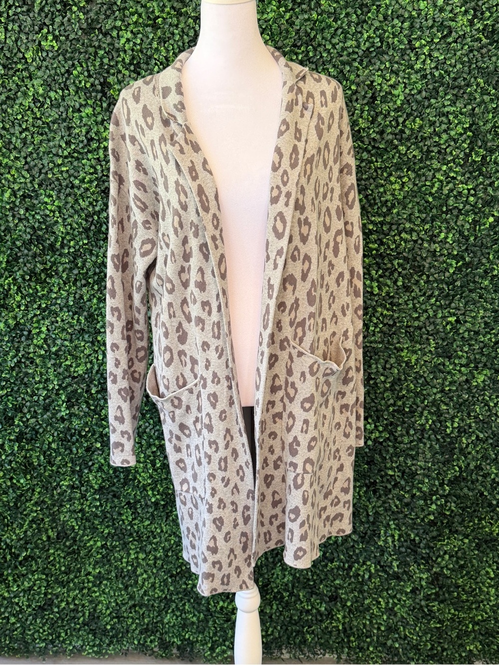 G by Giuliana grey Leopard-Print Open Cardigan
